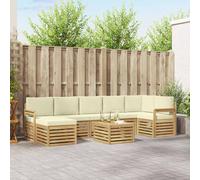 vidaXL Set di divani da esterno 8 pz Bianco e Crema Poliestere