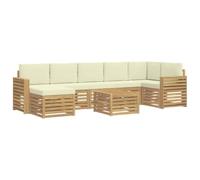 vidaXL Set di divani da esterno 8 pz Bianco e Crema Poliestere