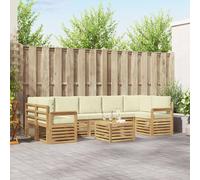 vidaXL Set di divani da esterno con cuscino 8 pezzi in poliestere bianco e crema, salotto da giardino, set di divani moderni da esterno, mobili resistenti per terrazza, comoda seduta