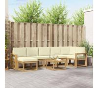 vidaXL Set di divani da esterno 8 pz Bianco e Crema Poliestere