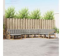 vidaXL Set di divani da esterno da 8 pezzi, bianco e grigio chiaro, set di divani da giardino moderno, in legno di acacia resistente, reclinabile e ideale per il vostro esterno