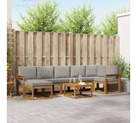 vidaXL Set di divani da esterno 8 pz Grigio Naturale e Chiaro