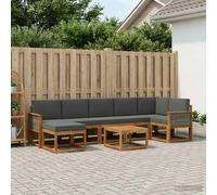 vidaXL Set di divani da esterno 8 pz Naturale e Antracite Poliestere