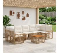 vidaXL Set di divani da esterno 8 pz Naturale e Bianco Crema