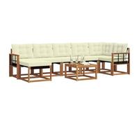 vidaXL Set di divani da esterno con cuscino 8 pcs Naturale e Crema, Set Lounge Minimalista per Esterni, Mobili Resistenti alle Intemperie, Divano Comodo in Texilene, Posti in Giardino