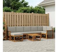 vidaXL Set di divani da esterno 8 pz Naturale e Grigio Chiaro