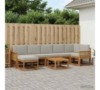 vidaXL Set di divani da esterno 8 pz Naturale e Grigio Chiaro
