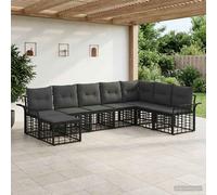 vidaXL Set di divani da esterno 8 pz Nero e Grigio scuro Poliestere
