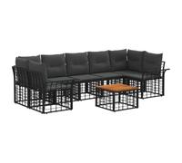 vidaXL Set di divani da esterno 8 pz Nero e Grigio scuro polyrattan