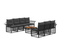 vidaXL Set di divani da esterno 8 pz Nero e Grigio scuro polyrattan