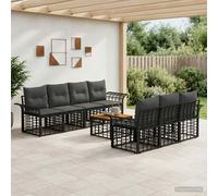 vidaXL Set di divani da esterno 8 pz Nero e Grigio scuro polyrattan