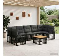 vidaXL Set di divani da esterno 8 pz Nero e Grigio scuro polyrattan