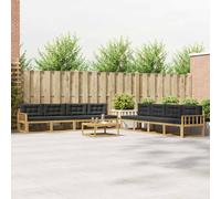 vidaXL Set di divani da esterno 9 pcs Bianco e Antracite, Set di divani da esterno, zona lounge modulare, mobili da giardino resistenti, sezione durevole per piscina