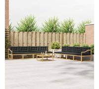 vidaXL Set di divani da esterno 9 pcs Bianco e Antracite, Set di divani da esterno, zona lounge modulare, mobili da giardino resistenti, sezione durevole per piscina