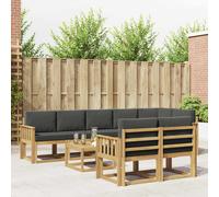 vidaXL Set di divani da esterno 9 pcs Bianco e Antracite Poliestere, Divano moderno da esterno, set sezionale resistente, comodo per il giardino, arredo in acacia