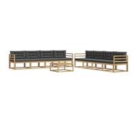 vidaXL Set di divani da esterno 9 pcs Bianco e Antracite, Set di divani da esterno, zona lounge modulare, mobili da giardino resistenti, sezione durevole per piscina