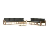 vidaXL Set di divani da esterno 9 pcs Bianco e Antracite, Set di divani da esterno, zona lounge modulare, mobili da giardino resistenti, sezione durevole per piscina