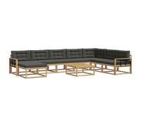 vidaXL Set di divani da esterno 9 pcs Bianco e Antracite, Set Divano Esterno in Legno di Acacia, Lounge Moderna, Mobili da Giardino, Arredo Estivo, Comodi Posti a Sedere