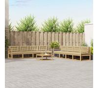 vidaXL Set di divani da esterno 9 pcs Bianco e Beige 79 x 79 x 37 cm, Set di divani da esterno, zona lounge modulare, mobili da giardino resistenti, sezione durevole per piscina