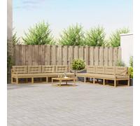 vidaXL Set di divani da esterno 9 pcs Bianco e Beige 79 x 79 x 37 cm, Set di divani da esterno, zona lounge modulare, mobili da giardino resistenti, sezione durevole per piscina