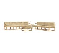 vidaXL Set di divani da esterno 9 pcs Bianco e Beige 79 x 79 x 37 cm, Set di divani da esterno, zona lounge modulare, mobili da giardino resistenti, sezione durevole per piscina