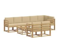 vidaXL Set di divani da esterno 9 pcs Bianco e Beige Poliestere, Divano moderno per esterni, sezione resistente alle intemperie, set giardino alla moda, comode sezioni modulari