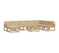 vidaXL Set di divani da esterno 9 pcs Bianco e Beige, Set Divano Esterno in Legno di Acacia, Lounge Moderna, Mobili da Giardino, Arredo Estivo, Comodi Posti a Sedere