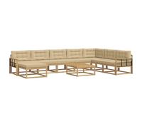 vidaXL Set di divani da esterno 9 pcs Bianco e Beige, Set Divano Esterno in Legno di Acacia, Lounge Moderna, Mobili da Giardino, Arredo Estivo, Comodi Posti a Sedere