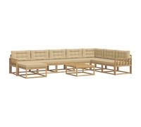 vidaXL Set di divani da esterno 9 pcs Bianco e Beige, Set Divano Esterno in Legno di Acacia, Lounge Moderna, Mobili da Giardino, Arredo Estivo, Comodi Posti a Sedere