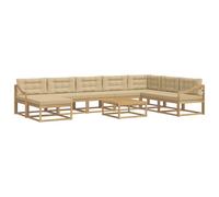 vidaXL Set di divani da esterno 9 pcs Bianco e Beige, Set Divano Esterno in Legno di Acacia, Lounge Moderna, Mobili da Giardino, Arredo Estivo, Comodi Posti a Sedere