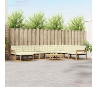 vidaXL Set di divani da esterno, 9 pezzi, bianco e crema, mobili da giardino moderni, divano resistente, salotto all'aperto, sedie per terrazza