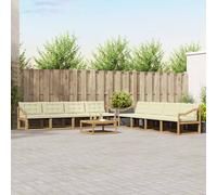 vidaXL Set di divani da esterno 9 pcs Bianco e Crema 79 x 79 x 37 cm, Divano Lounge da Giardino, Set Sezionale Moderno per il Terrazzo, Mobili da Patio Resistenti e Comodi
