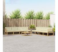 vidaXL Set di divani da esterno 9 pcs Bianco e Crema 79 x 79 x 37 cm, Set di divani da esterno, zona lounge modulare, mobili da giardino resistenti, sezione durevole per piscina