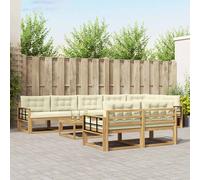 vidaXL Set di divani da esterno 9 pcs Bianco e Crema 79 x 79 x 37 cm, Divano sezione per esterni, set da giardino resistente, lounge comoda, mobili per rilassarsi all'aperto