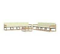 vidaXL Set di divani da esterno 9 pcs Bianco e Crema 79 x 79 x 37 cm, Divano Lounge da Giardino, Set Sezionale Moderno per il Terrazzo, Mobili da Patio Resistenti e Comodi