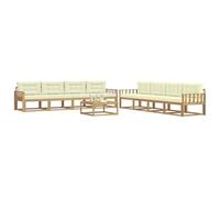 vidaXL Set di divani da esterno 9 pcs Bianco e Crema 79 x 79 x 37 cm, Set di divani da esterno, zona lounge modulare, mobili da giardino resistenti, sezione durevole per piscina