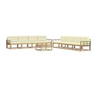 vidaXL Set di divani da esterno 9 pcs Bianco e Crema 79 x 79 x 37 cm, Set di divani da esterno, zona lounge modulare, mobili da giardino resistenti, sezione durevole per piscina