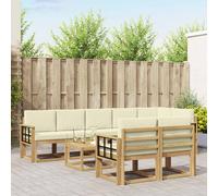 vidaXL Set di divani da esterno 9 pcs Bianco e Crema Poliestere
