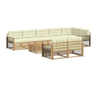 vidaXL Set di divani da esterno 9 pcs Bianco e Crema Poliestere, Divano da giardino, mobile resistente, set sezionale per patio e terrazza, comfort assicurato