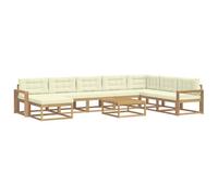 vidaXL Set di divani da esterno 9 pcs Bianco e Crema, Set Divano Esterno in Legno di Acacia, Lounge Moderna, Mobili da Giardino, Arredo Estivo, Comodi Posti a Sedere
