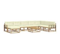 vidaXL Set di divani da esterno 9 pcs Bianco e Crema, Set Divano Esterno in Legno di Acacia, Lounge Moderna, Mobili da Giardino, Arredo Estivo, Comodi Posti a Sedere