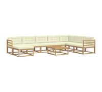 vidaXL Set di divani da esterno 9 pcs Bianco e Crema, Set Divano Esterno in Legno di Acacia, Lounge Moderna, Mobili da Giardino, Arredo Estivo, Comodi Posti a Sedere