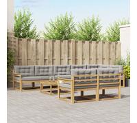vidaXL Set di divani da esterno 9 pcs Bianco e Grigio Chiaro