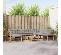 vidaXL Set di divani da esterno 9 pcs Bianco e Grigio Chiaro, Set di divani da giardino moderni, lounge all'aperto, mobili impermeabili, divano perfetto per il patio