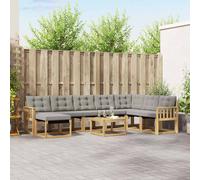 vidaXL Set di divani da esterno 9 pcs Bianco e Grigio Chiaro