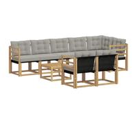 vidaXL Set di divani da esterno 9 pcs Bianco e Grigio Chiaro, Divano da giardino, set sezionale moderno, lounge resistente per terrazzo, arredo comodo per esterni
