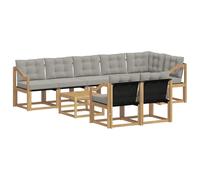 vidaXL Set di divani da esterno 9 pcs Bianco e Grigio Chiaro, Divano Lounge da Giardino, Mobili Moderni per Esterni, Set Comodo per Terrazzo e Patio