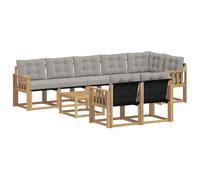 vidaXL Set di divani da esterno 9 pcs Bianco e Grigio Chiaro, Divano Lounge da Giardino, Mobili Moderni per Esterni, Set Comodo per Terrazzo e Patio