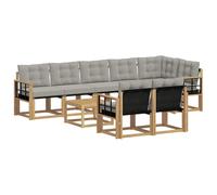 vidaXL Set di divani da esterno 9 pcs Bianco e Grigio Chiaro, Divano Lounge da Giardino, Mobili Moderni per Esterni, Set Comodo per Terrazzo e Patio