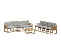 vidaXL Set di divani da esterno 9 pcs Bianco e Grigio Chiaro, Divano moderno per esterni, set sezionale per un giardino comodo, arredo patio resistente, posti eleganti per la terrazza
